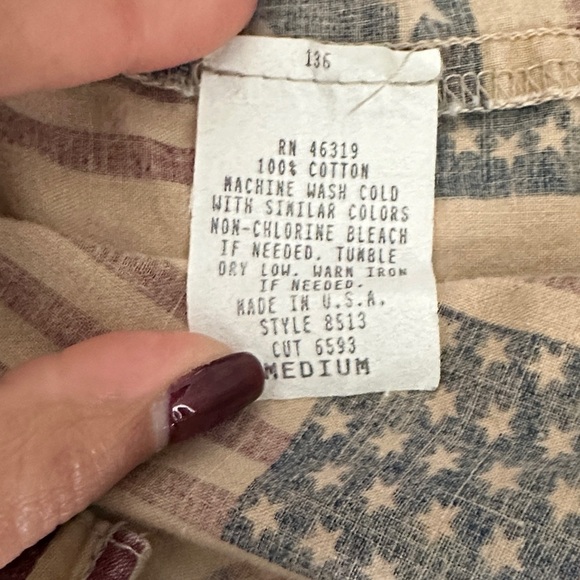 Vintage American Flag Patriotic 100% Button Down Shirt Western Denim Chambray M - Picture 4 of 6